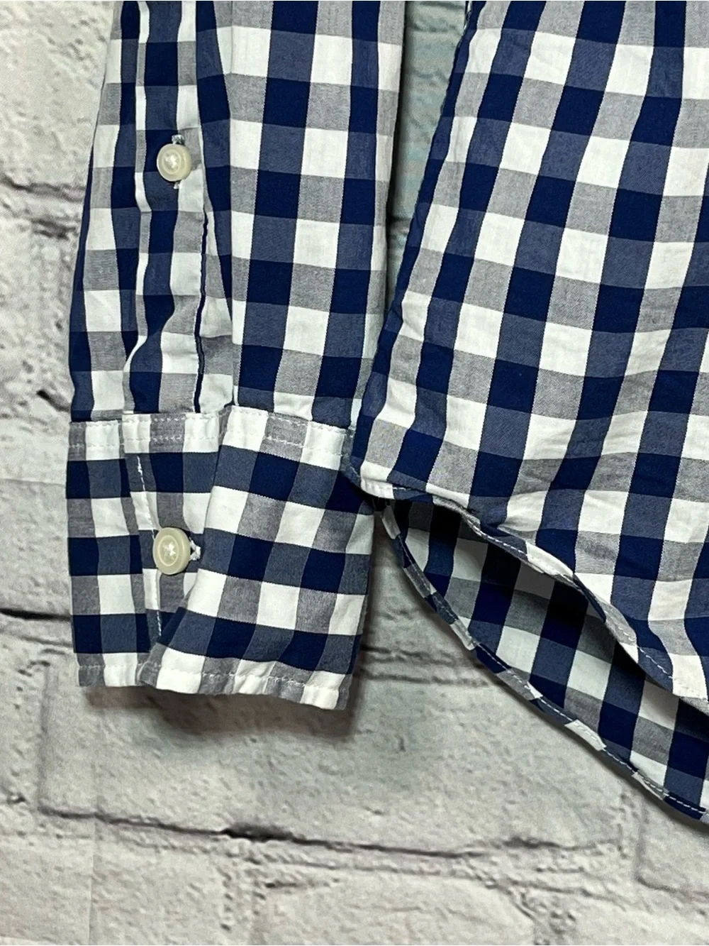 J. Crew Slim Untucked Button Up Shirt Men's Small Blue Plaid Stretch Cotton